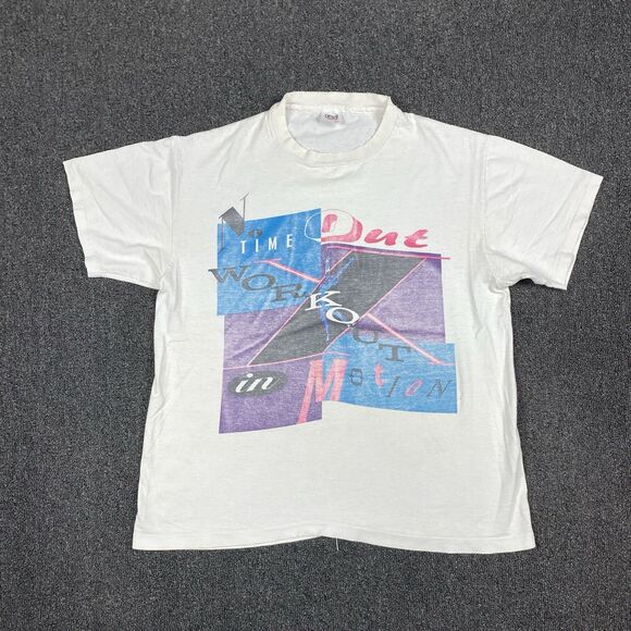 No Time Out Workout T Shirt Retro In Motion Single Stitch Y2K Men’s Size XL - Picture 1 of 7